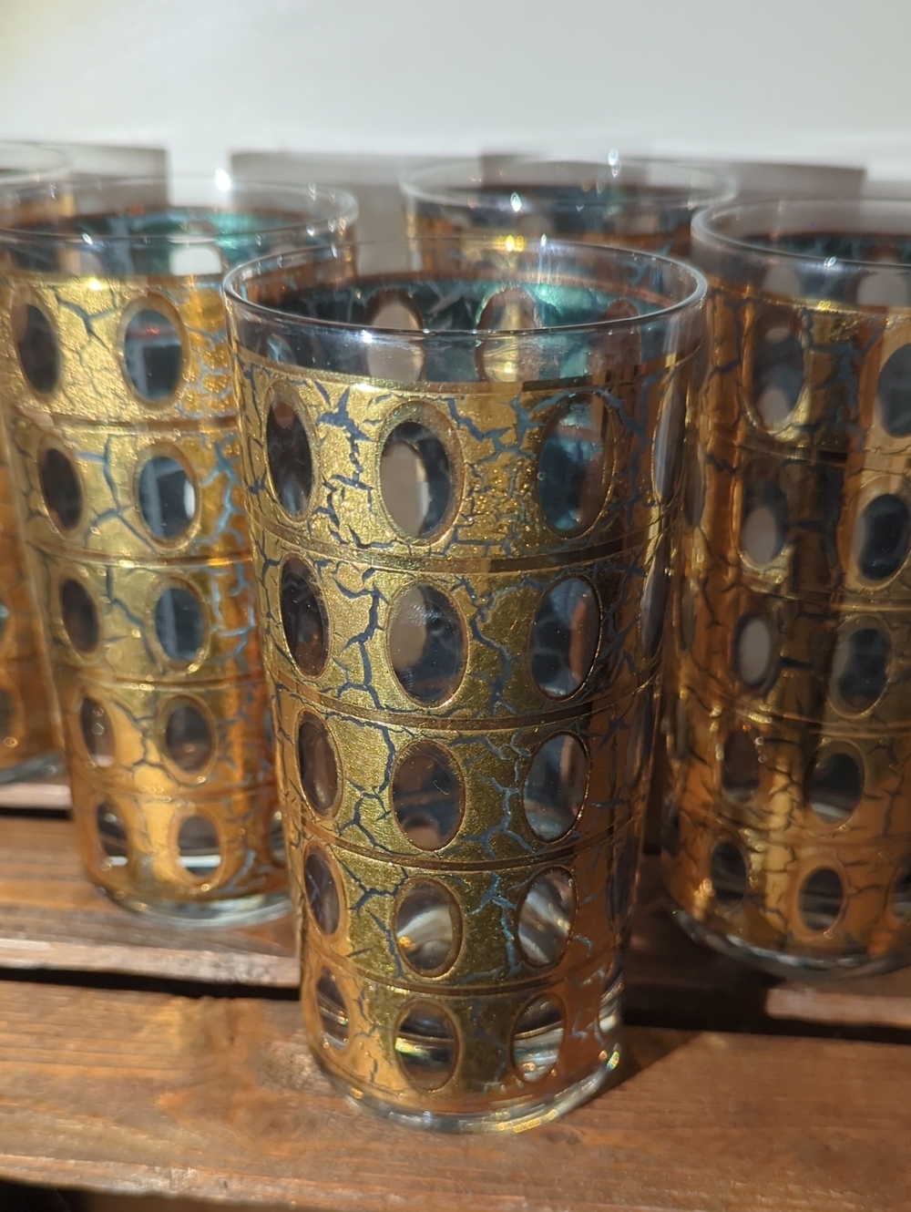 ⭐Vintage Culver Pisa 22k Gold Crackle Glasses